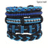 5 Pcs Men's PU Leather Hand Woven Multi-Layer Braided Blue Wristband Bracelets